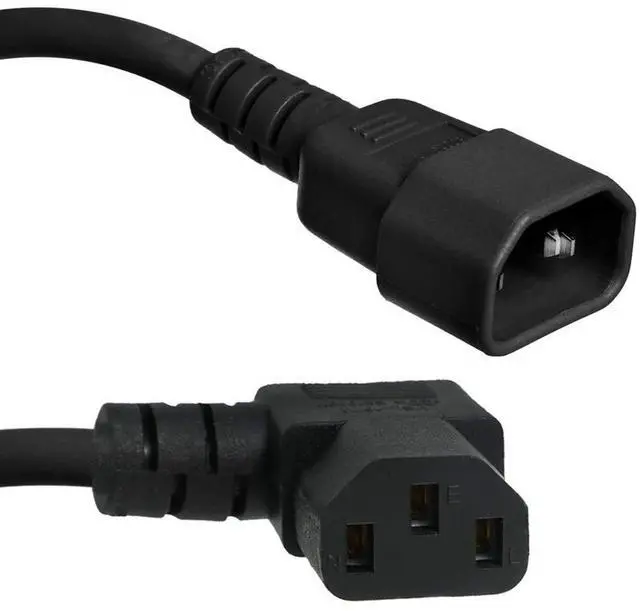 Main image of C14 to Right Angle C13 Power Cord 10A 250V 18/3 SJT Heavy Duty Computer Power Cable Server PDU Replacement Cord Black Right Angle Connector AC Power Supply Cable for PC Monitor CPU UPS (8 ft)