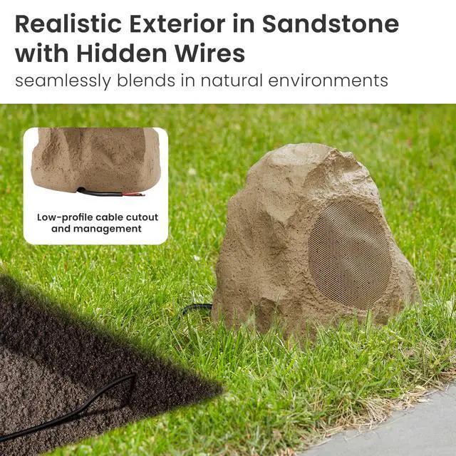 Alt view image 2 of 7 - 2R4S Outdoor Sandstone Rock 2 Speaker Set for Yard Patio Pool Spa
