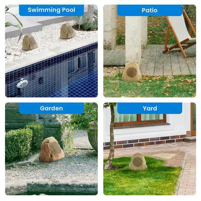 Alt view image 5 of 7 - 2R4S Outdoor Sandstone Rock 2 Speaker Set for Yard Patio Pool Spa