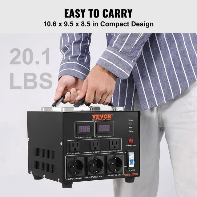 Alt view image 6 of 7 - Voltage Converter Transformer, 3000W, Heavy Duty Step Up/Down Transformer, Convert from 110 Volt to 220 Volt and from 220 Volt to 110 Volt, with US Outlet EU Outlet 5V USB Port, CE Certified