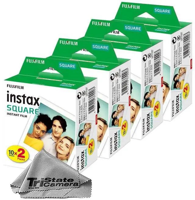Main image of Instax Square Instant Film (80 Sheets) + TSC Microfiber Cleaning Cloth for SQ1, SQ6, SQ10, SQ20 & Square Link Printers
