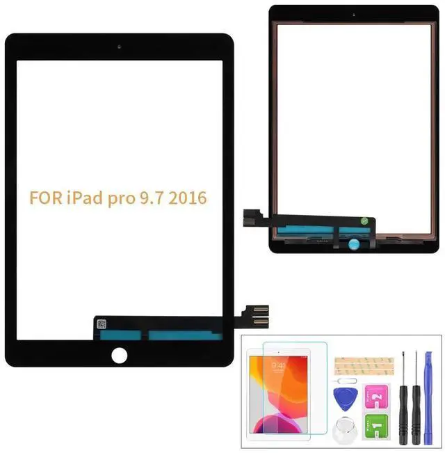 Main image of Replacement for iPad Pro 9.7 2016 A1673 A1674 A1675 Touch ScreenLCD is Not Included, No Instructions Front Glass Panel Replacementwith Tool Kits & Screen Protector (Black)