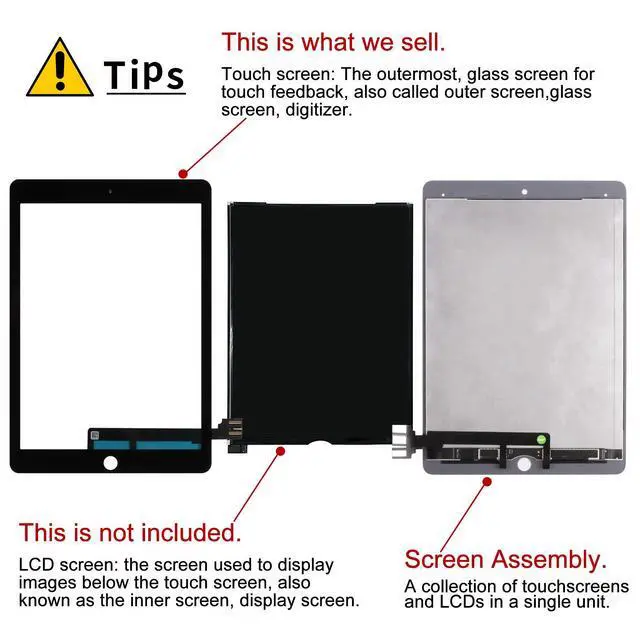 Alt view image 4 of 7 - Replacement for iPad Pro 9.7 2016 A1673 A1674 A1675 Touch ScreenLCD is Not Included, No Instructions Front Glass Panel Replacementwith Tool Kits & Screen Protector (Black)