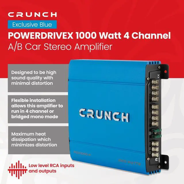 Alt view image 2 of 7 - PDX-1000.4 PowerDriveX 1000 Watt 4 Channel Exclusive Blue A/B Car Stereo Amplifier