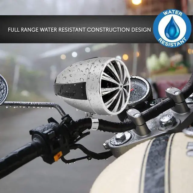 Alt view image 4 of 4 - Motorcycle Waterproof Speaker Amplifier System Set of 3 Inch 700W Weatherproof Speakers, AUX in - Handlebar Mount Mini Stereo - for ATV,Motorbike OPTIMC90 Black, 16.00in. x 10.00in. x 5.00in