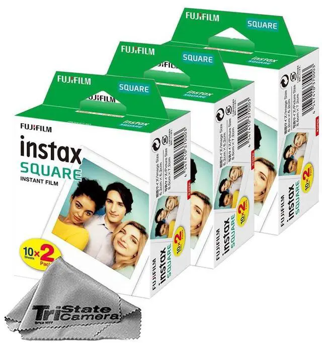 Main image of Instax Square Instant Film (60 Sheets) + TSC Microfiber Cleaning Cloth for SQ1, SQ6, SQ10, SQ20 & Square Link Printers