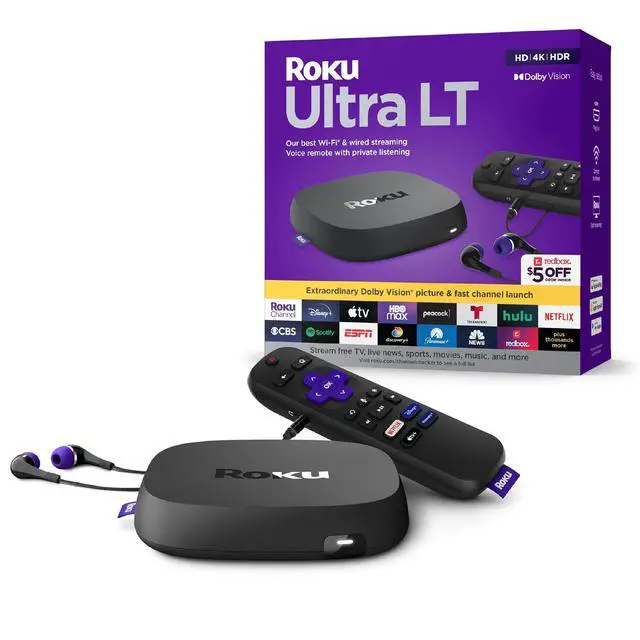Alt view image 2 of 7 - Ultra LT (2023) HD/4K/HDR Dolby Vision Quad-Core Streaming Player with HDMI Cable, Headphones, Voice Remote w/Private Listening, Ethernet
