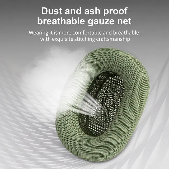 Alt view image 6 of 7 - Ear Cushions for Apple AirPods Max Headphones Replacement Leather Earpads Sweat Proof Ear Cups Cushion Easy to Install with Magnet, Protein Leather and Memory Foam(Green)