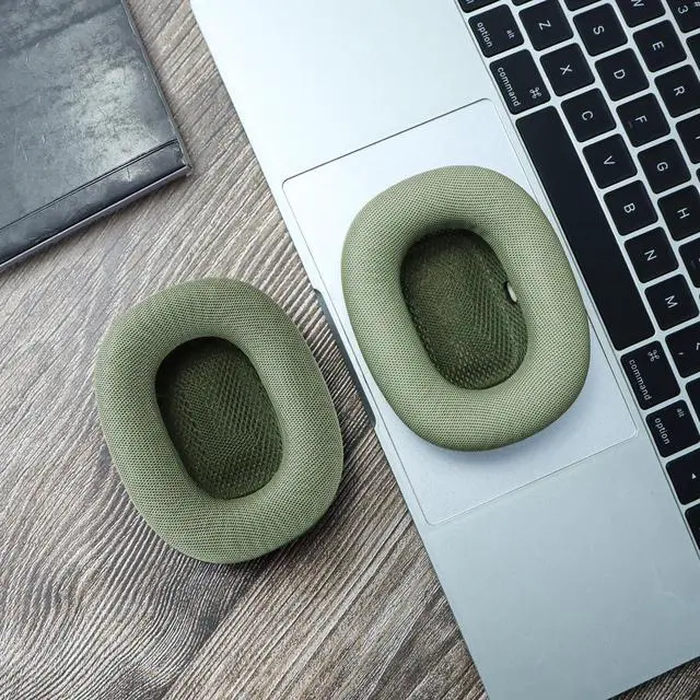 Alt view image 7 of 7 - Ear Cushions for Apple AirPods Max Headphones Replacement Leather Earpads Sweat Proof Ear Cups Cushion Easy to Install with Magnet, Protein Leather and Memory Foam(Green)
