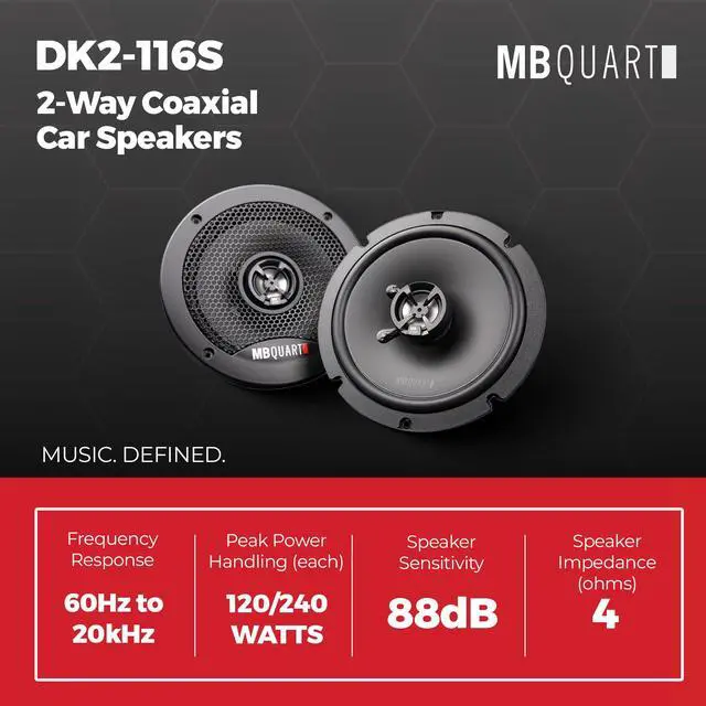 Alt view image 3 of 7 - DK2-116S Discus 6.5-Inch Shallow Mount 2-Way Coaxial Speakers, 60/120W RMS System Power, Aluminum Dome Tweeters, Butyl Rubber Surrounds