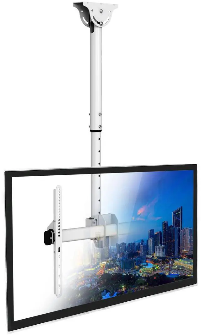 Main image of TV Ceiling Mount Bracket, 32-75", 110 lbs, White | Full motion 360 rotation, height adjustable 22-36", VESA 200x200-600x400, fits flat or vaulted ceilings