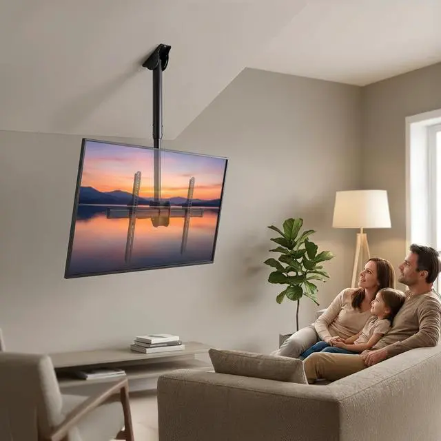 Alt view image 6 of 7 - TV Ceiling Mount, 32-75", 110 lbs, MI-509B | Full motion 360 rotation, height adjustable 22-36", VESA 200x200-600x400, vaulted ceilings