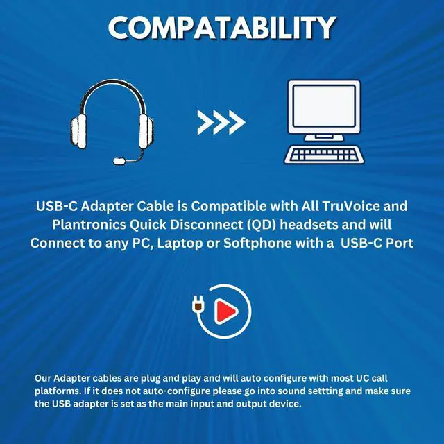 Alt view image 3 of 5 - USB-C to QD Adapter Cable Compatible with Any, Plantronics or Poly Headset with a Quick Disconnect (QD) - Includes in Line Volume Control and Mute Functionality