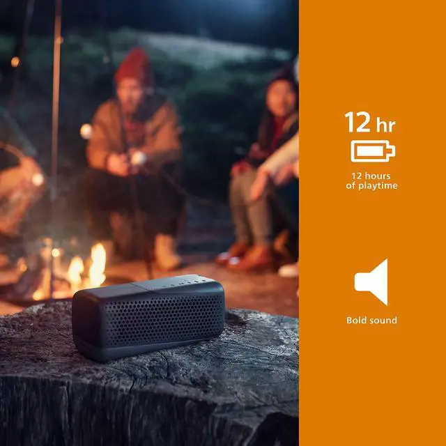 Alt view image 3 of 7 - S4807 Outdoors Wireless Bluetooth Speaker with Stereo Pairing and Bluetooth Multipoint Connection, IP67 Waterproof, Gray