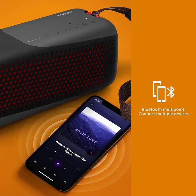 Alt view image 4 of 7 - S4807 Outdoors Wireless Bluetooth Speaker with Stereo Pairing and Bluetooth Multipoint Connection, IP67 Waterproof, Gray