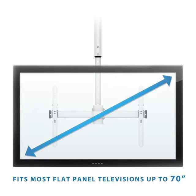 Alt view image 4 of 7 - TV Ceiling Mount Bracket, 32-75", 110 lbs, White | Full motion 360 rotation, height adjustable 22-36", VESA 200x200-600x400, fits flat or vaulted ceilings
