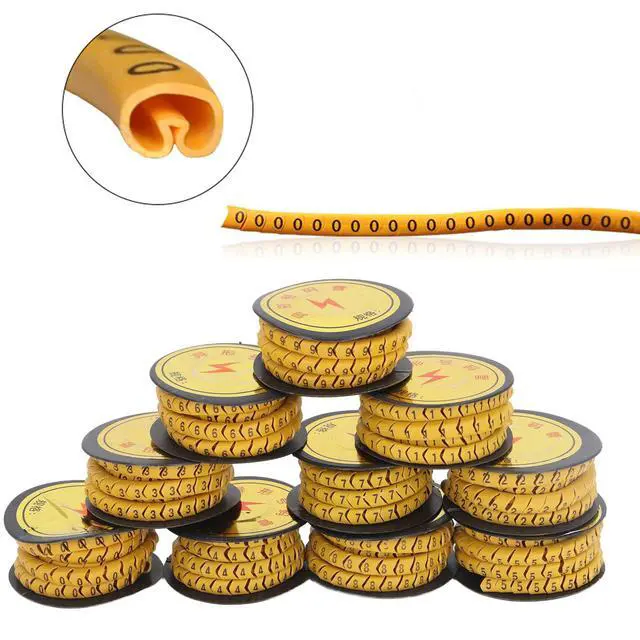 Alt view image 6 of 7 - 10Pcs Cable Identification Wire 6m² | PVC Oil Proof Clear Markings 0-9 Concave Number Tube for Electronic Computers