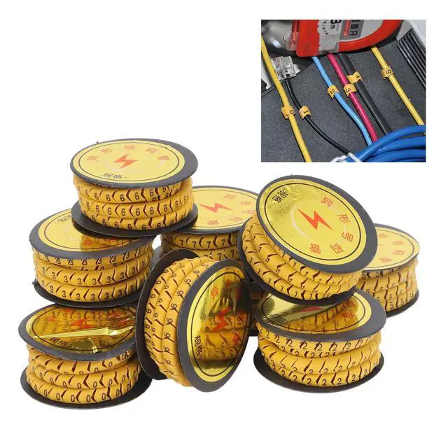 Alt view image 7 of 7 - 10Pcs Cable Identification Wire 6m² | PVC Oil Proof Clear Markings 0-9 Concave Number Tube for Electronic Computers