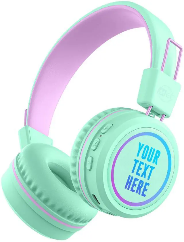 Main image of KidJamz KJ55BT Personalized Bluetooth Wireless Safe Listening Headphones for Kids w/Custom LED-Backlit Design, Volume Limiter, Microphone; Kids Headset for School/iPhone/iPad/Tablet (Mint)