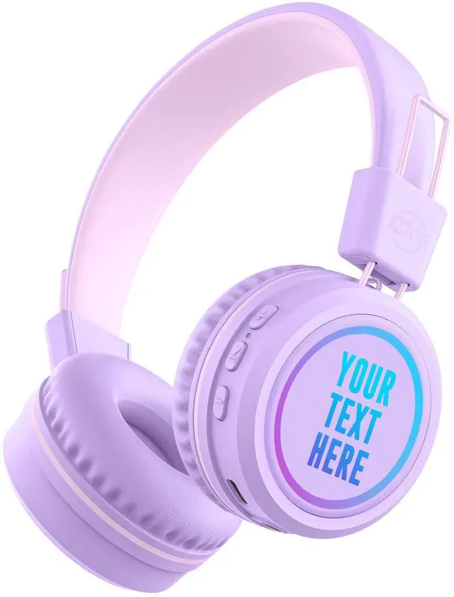 Main image of KidJamz KJ55BT Personalized Bluetooth Wireless Safe Listening Headphones for Kids w/Custom LED-Backlit Design, Volume Limiter, Mic; Kids Headset for School/iPhone/iPad/Tablet (Lavender)