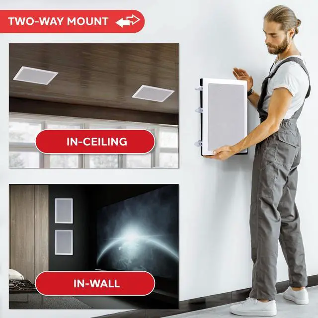 Alt view image 5 of 7 - Two Way Stereo Sound Speaker - Dual Professional Audio Speakers System - In Wall / In Ceiling White Mount Flush, 6.5" Midbass, 1/2 Inch Polymer Tweeter - Indoor Home Theater - PDIW65 (Pair)