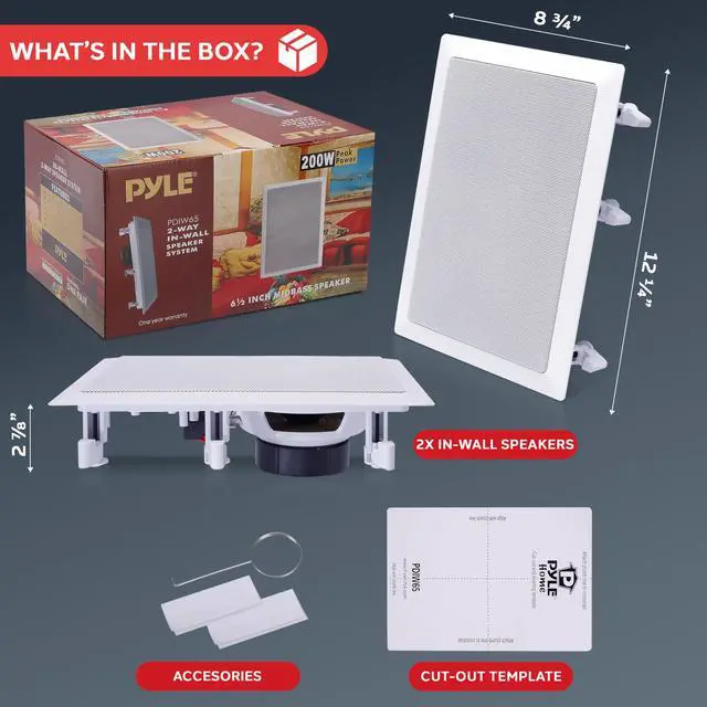Alt view image 6 of 7 - Two Way Stereo Sound Speaker - Dual Professional Audio Speakers System - In Wall / In Ceiling White Mount Flush, 6.5" Midbass, 1/2 Inch Polymer Tweeter - Indoor Home Theater - PDIW65 (Pair)