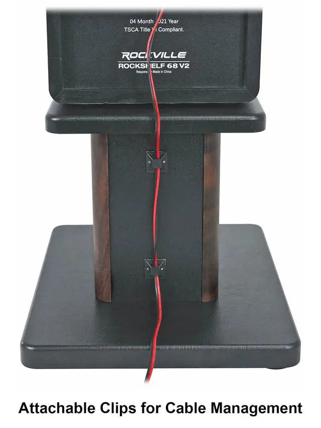 Alt view image 5 of 7 - RHT8D Pair 8" Dark Wood Desktop Speaker/Studio Monitor Stands | 66 lb Load Capacity, EVA Isolation Pads, Medium-Density Fiber Core, Cable Clips and Ties, 9.25" x 7.28" Top Platform