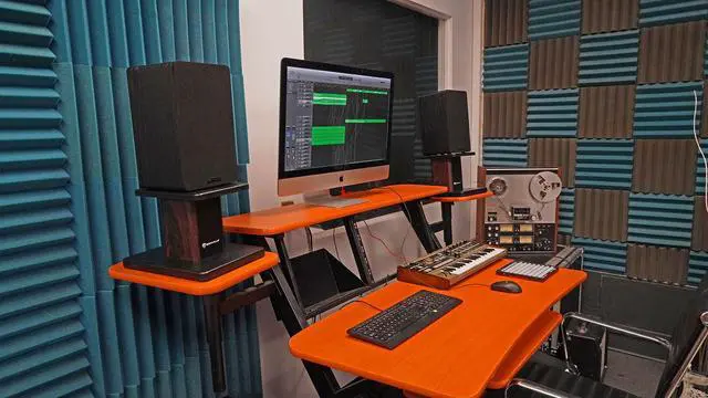 Alt view image 7 of 7 - RHT8D Pair 8" Dark Wood Desktop Speaker/Studio Monitor Stands | 66 lb Load Capacity, EVA Isolation Pads, Medium-Density Fiber Core, Cable Clips and Ties, 9.25" x 7.28" Top Platform