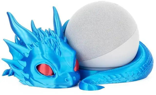 Main image of Dragon Stand for Echo Dot 4th/5th Gen, 3D Printed Dragon Amazon Echo Desktop Speakers, Holder for Echo Dot 5th Gen Echo Dot 4th Gen, Made in USA (Blue)