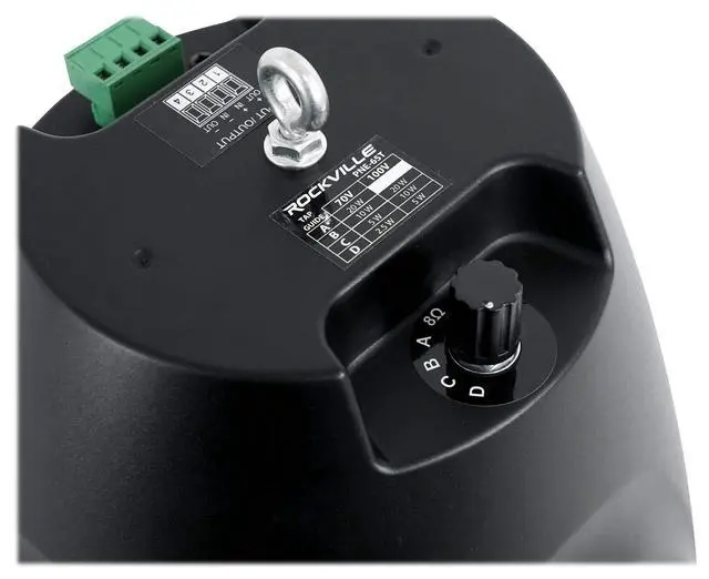 Alt view image 7 of 7 - PEN-65T Black 6.5" 70V Hanging Pendant Speaker for Restaurants | 70V/100V Transformer Taps: 40W, 20W, 10W, 5W or 8 Ohm 60W RMS, Euroblock Terminals, Deep Bass