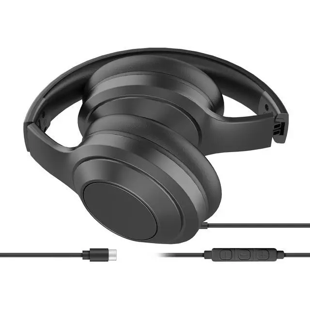 Alt view image 4 of 7 - OSH140 Over The Ear Headphones with Wired USB-C Connection, 40mm Drivers, Protective Case Included, Inline Mic, Studio Grade Earpads, Collapsible Folding Earcups, Black