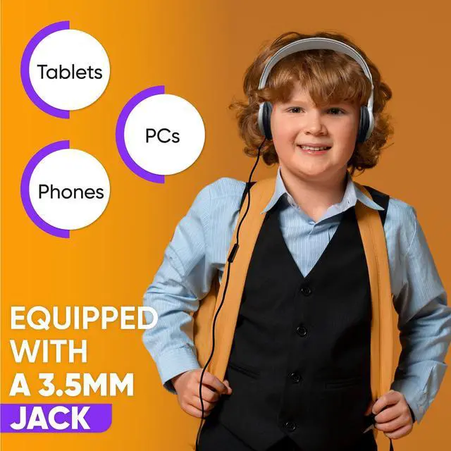 Alt view image 4 of 6 - 40 Pack Bulk Wired On-Ear Leather Headphones with Microphone and 3.5mm Connector, Multi