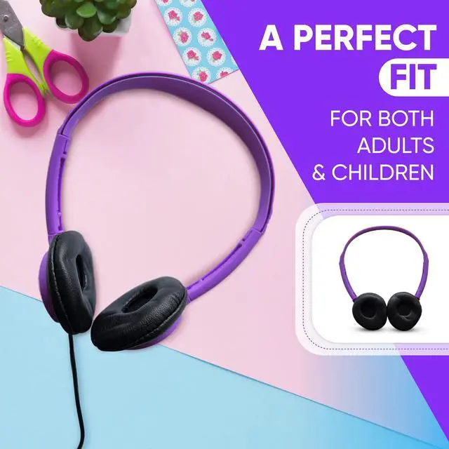 Alt view image 5 of 6 - 40 Pack Bulk Wired On-Ear Leather Headphones with Microphone and 3.5mm Connector, Multi