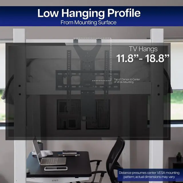 Alt view image 5 of 7 - TV Hanger Bracket for 42 to 75 inch Flat and Curved Screens, Light Weight Steel Design, Height Adjustable Cross Bar, Loft Bed, Thin Door TV Mount, Max VESA 400x400, Black, MOUNT-TV02LB