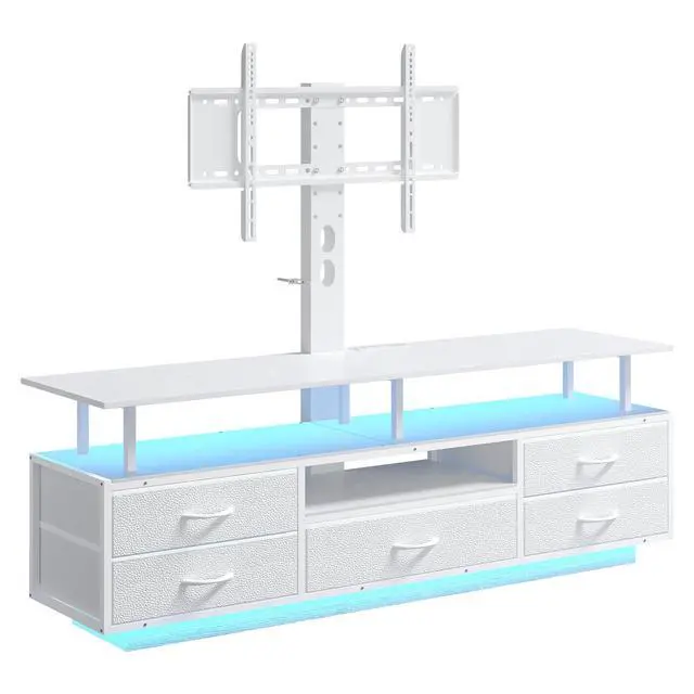 Alt view image 7 of 7 - LED TV Stand with Mount for Living Room, 55, 60, 70 TV, 6 Drawers | White 51.2" TV Stand with storage, Power Outlets, Entertainment Center with TV Mount, Media Console, Living Room, Bedroom