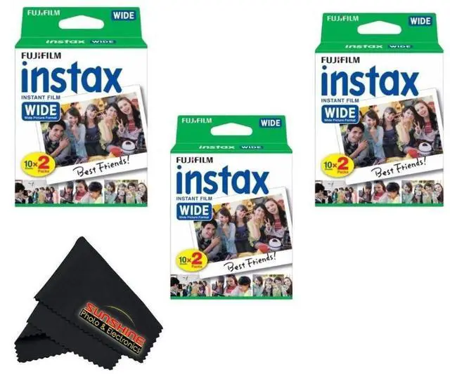Main image of Instax Wide Instant Film Twin Pack with Sunshine Photo Microfiber Cloth... (3 Pack-60 Sheets)