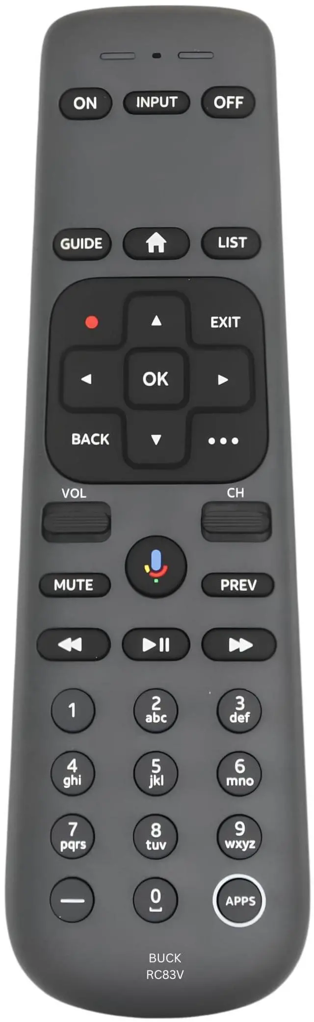 Main image of Buck AT&T DirecTV Stream RC83V IR/RF Universal Gemini Voice Remote Control - Replacement for Gemini Air, 10701-A4-002, P21KW-500, C71KW-200 & C71KW-400 Osprey Receiver Set-Top Boxes (RC4693701/01BR)