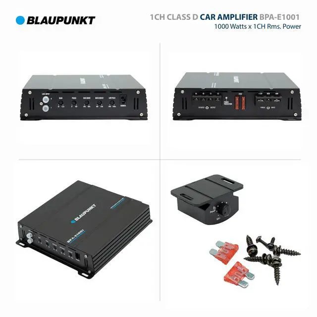 Alt view image 5 of 5 - BPA-E1001 Class D Monoblock Car Amplifier - 2000W Max Power, 1000W RMS at 1 Ohm - Compact Design
