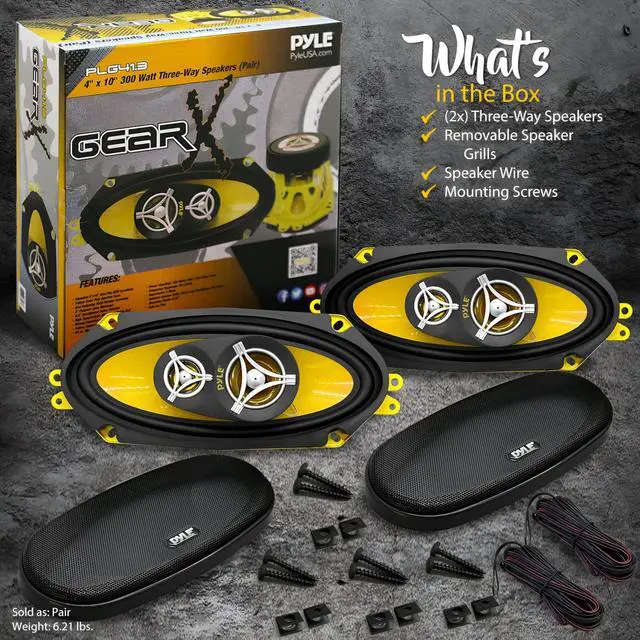 Alt view image 2 of 7 - Car Three Way Speaker System - Pro 4x10 Inch 300 Watt 4 Ohm Mid Tweeter Component Audio Sound Speakers for Car Stereo w/ 45 Oz Magnet, 2.45 Mount Depth Fits Standard OEM - PLG41.3 (Pair)