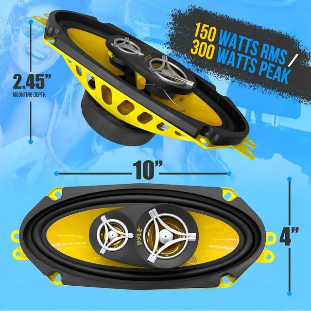 Alt view image 3 of 7 - Car Three Way Speaker System - Pro 4x10 Inch 300 Watt 4 Ohm Mid Tweeter Component Audio Sound Speakers for Car Stereo w/ 45 Oz Magnet, 2.45 Mount Depth Fits Standard OEM - PLG41.3 (Pair)
