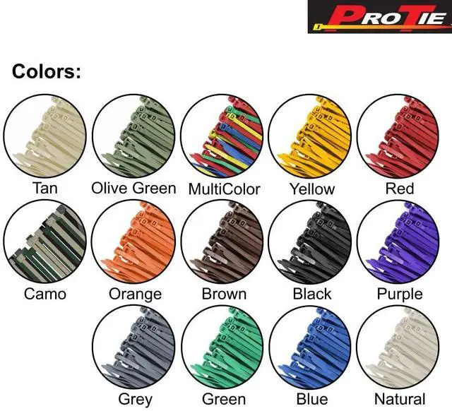 Alt view image 6 of 6 - Pro Tie Standard Duty, Self-Locking UV Nylon Cable Wire Ties for Indoor and Outdoor Use | 14.6-Inch, 50 lbs. Tensile Strength, UV Black Nylon, 100-Pack (PN: B14SD100)