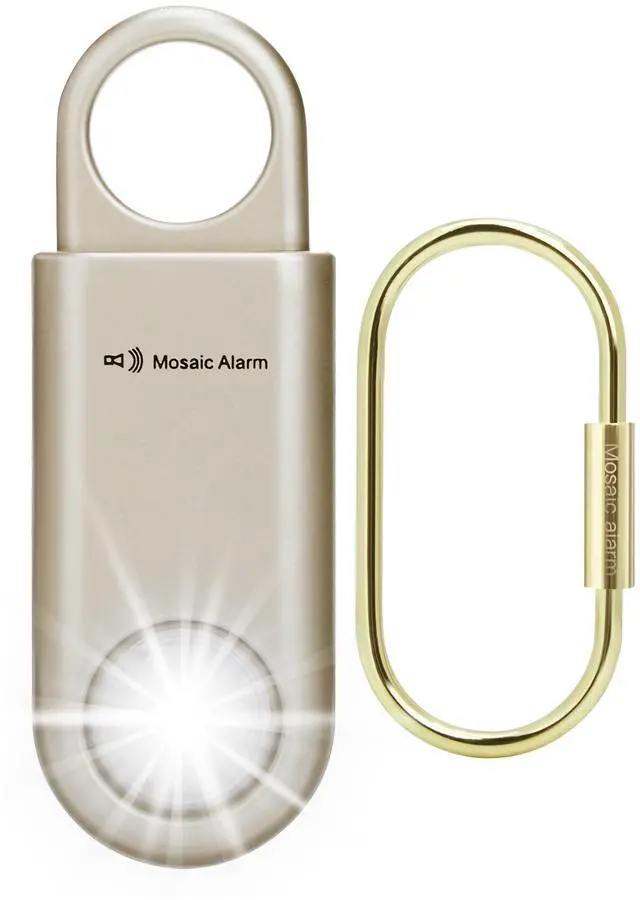 Main image of 135dB Rechargeable Personal Safety Alarm Strobe Light Flashlight Keychain Siren for Women, Girls, College, School Students Emergency SOS Alerts Loud Sound Hiking Alarm Torchlight Bear Deterrent. Gold