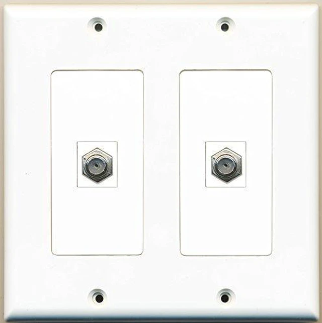 Main image of 2 Port Coax Cable TV- F-Type - Dual Gang Wall Plate