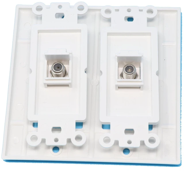 Alt view image 2 of 2 - 2 Port Coax Cable TV- F-Type - Dual Gang Wall Plate