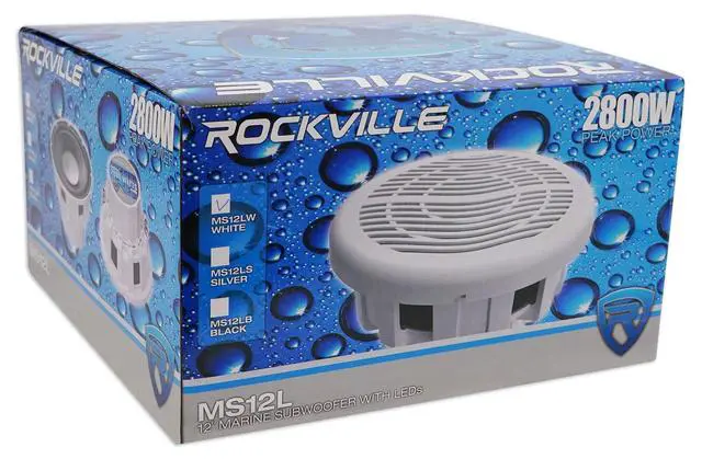 Alt view image 7 of 7 - MS12LW 12" White Marine/Boat Free Air Subwoofer with LEDs | 2800W Peak, 700W RMS, Dual 4-Ohm, 2" 4-Layer Voice Coil, 100 Oz Magnet, ABS Basket, Polypropylene Cone, 20Hz-4kHz