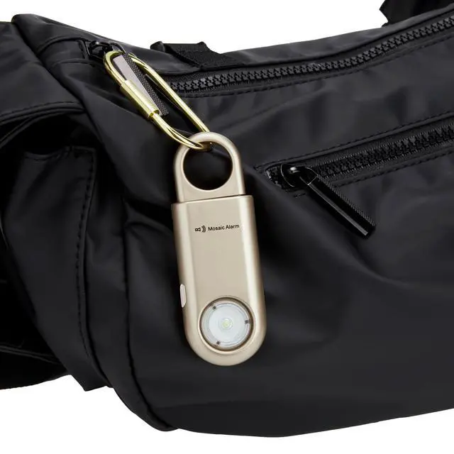 Alt view image 6 of 7 - 135dB Rechargeable Personal Safety Alarm Strobe Light Flashlight Keychain Siren for Women, Girls, College, School Students Emergency SOS Alerts Loud Sound Hiking Alarm Torchlight Bear Deterrent. Gold