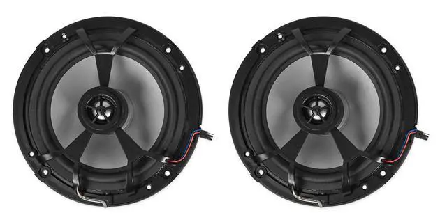 Alt view image 5 of 7 - RKL65MBW 6.5" 2-Way Coaxial Marine Boat LED Speakers Pair | 700W Peak / 170W RMS, 4 Ohm, Waterproof, Red/Blue Beat-Sync LEDs, 35Hz-20kHz, Includes Black/White Grilles and 16.4 Ft Wire