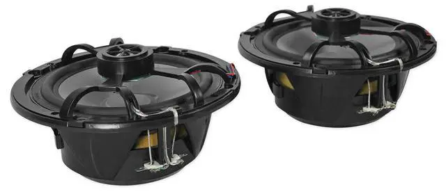 Alt view image 6 of 7 - RKL65MBW 6.5" 2-Way Coaxial Marine Boat LED Speakers Pair | 700W Peak / 170W RMS, 4 Ohm, Waterproof, Red/Blue Beat-Sync LEDs, 35Hz-20kHz, Includes Black/White Grilles and 16.4 Ft Wire