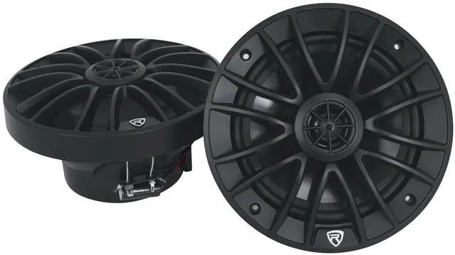 Main image of RM-PREMIUM-65 Black 6.5" 4-Ohm, Marine Boat Speakers Pair | 600W Peak, 150W RMS, 35Hz-20kHz, 93dB Sensitivity, True Coaxial Design, Weather-Resistant Grilles, Mounting Screws