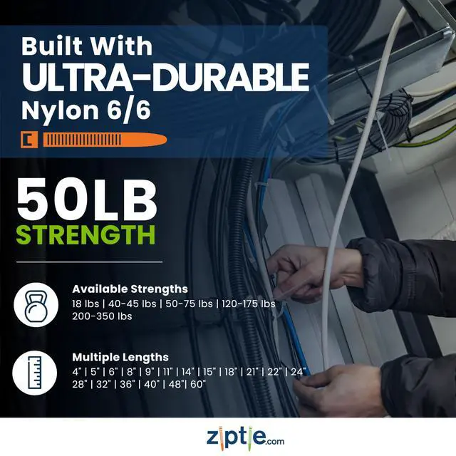 Alt view image 3 of 7 - 12-inch Natural Double Loop Cable Tie, 50-lb Tensile Strength, 100-Pack